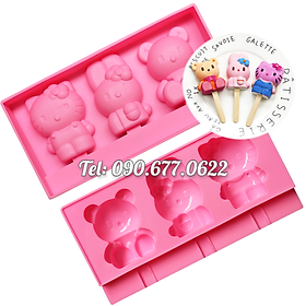 Mua Khuôn silicone làm rau câu  làm kem  socola 3 con thỏ  mèo Kitty  gấu con – Mã số 1422
