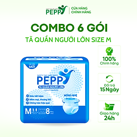 Combo 6 gói Tã/Bỉm Quần Người Lớn, Người Già Peppy Siêu Mỏng, Siêu Thấm, Mềm Mại, Kháng Khuẩn Size M8/L7/XL7