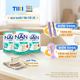 Bộ 3 lon Sữa bột NAN OPTIPRO PLUS 4 Nestle Bé 2-6 tuổi 1500g/lon Giúp tiêu hóa tốt