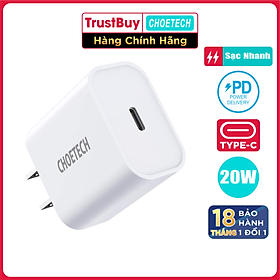 Adapter Củ Sạc CHOETECH PD 20W Chuyên Sạc Nhanh iPhone, iPhone 12 PD5005 - Hàng Chính Hãng