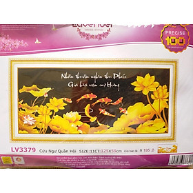 Tranh thêu chữ thập cửu ngư quần hội LV3379 - 125 x 59 cm - chưa thêu