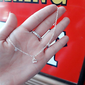 Lắc tay bạc phối vương miện đính đá  YN JEWELRY SL