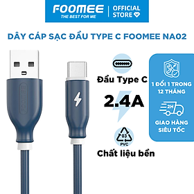 Mua Dây Cáp Sạc Nhanh 2.4A TYPE-C FOOMEE NA02 - Dây Dài 1m - Màu Xanh Dương - Hàng Chính Hãng