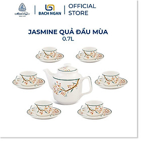 Mua Bộ Ấm Trà Gốm Sứ Cao Cấp Minh Long 0.7 L Jasmine Quả đầu mùa hàng đẹp  sang trọng đãi khách  quà tặng - 6 tách
