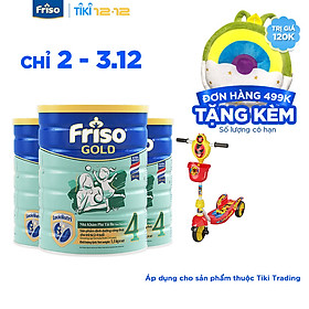 Bộ 3 Lon Sữa Bột Friso Gold 4 Cho Trẻ Từ 2-4 Tuổi 1.5kg + Tặng xe trượt Scooter có đèn (Mẫu ngẫu nhiên)