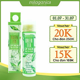 Son Trà Xanh Thiên Nhiên Dưỡng Môi, Giảm Thâm Milaganics (4.5g)