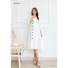 Đầm đáp ngực đính nút BEMINE MT1572TRANG