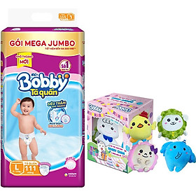 Tã/Bỉm Quần Gói Mega Jumbo Bobby Siêu Thoáng L111 - [Tặng Hộp Đồ Bông 5 Món Đặc Biệt Bobby Chan & 4 Người Bạn]