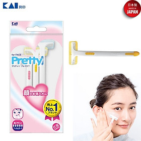 Set 03 chiếc dao cạo mặt Pretty lưỡi bằng thép mạ 2 lớp Titanium sắc bén & bền bỉ - nội địa Nhật Bản