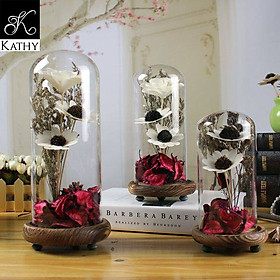 Mua Bình hoa khô đế gỗ nâu 22cm 6139M    FLOWERS
