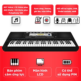 Đàn Organ điện tử/ Portable Keyboard - Kzm Kurtzman K350 - Best keyboard for Minishow - Màu đen (BL) - Hàng chính hãng