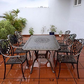 Mua Bàn ghế nhôm đúc ngoài trời  bộ bàn dài 6 ghế