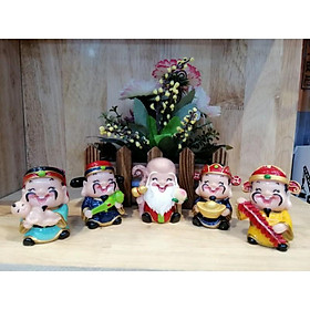 BỘ TƯỢNG 5 ÔNG PHÚC LỘC THỌ TIỀN TÀI TÀI CAO 6CM
