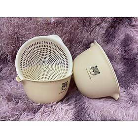 Mua Chậu kèm rổ màu trắng trơn 700ml có tay cầm đường kính 16cm Nội địa Nhật Bản