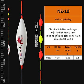 Phao câu cá nano, câu đơn câu đài màu trắng họa tiết ken câu cá nhạy, có đủ thông số mã NZ
