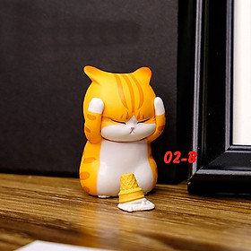 Tượng Mèo Bất Lực Bộ 9 Kèm Phụ Kiện Trang Trí Ô Tô _Hàng chính hãng
