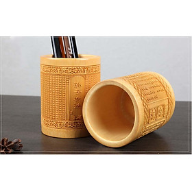 Hộp đựng bút để bàn thủ công chất liệu gỗ tre độc đáo
