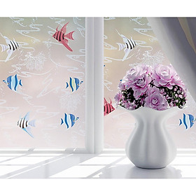 Mua 5M Giấy Dán Kính Họa Tiết cá xanh không cần keo - khổ 0.45m