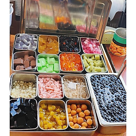 Mua Khay gia vị  khay topping inox 304 có nắp nhập khẩu Hàn Quốc