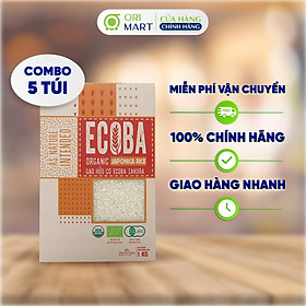 Combo 5 Gạo Nhật Hữu Cơ ECOBA SAKURA Ecoba Organic Japonica Rice An Toàn