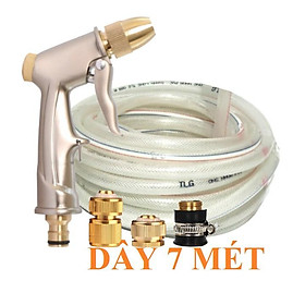 ️Evoucher Bộ dây vòi xịt nước rửa xe, tưới cây , tăng áp 3 lần, loại 7m, 10m 206701-1đầu đồng,cút đồng+ khăn phượt