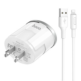Mua ộ Sạc Lighning Hoco C37 2.4A Cho Iphone/Ipad  + Tặng Bọc Bảo Vệ Đầu Cáp - Chính Hãng