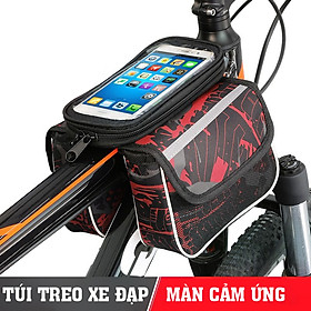 Túi xe đạp cao cấp,túi treo sườn xe đạp chống nước bọc cảm ứng phù hợp với mọi dòng xe Thương hiệu KIOTOOL - Đỏ đen