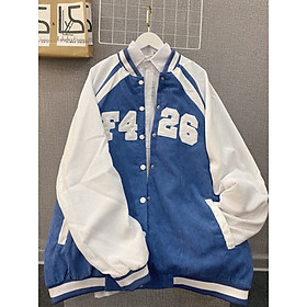 Áo khoác bomber nhung F426 form rộng ulzzang Nam Nữ Phối Tay, Áo Bomber Bóng Chày nhung da F426 Unisex Cao Cấp,Áo Khoác Varsity nhung Phong Cách Hàn Quốc, áo khoác bóng chày chất nhung tăm thêu chữ form rộng cho nam nữ