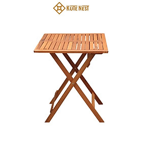 Mua  Kute Nest  Bàn gỗ tràm gấp gọn dùng cho ban công  sân vườn – Hai kiểu dáng bàn tròn hoặc vuông màu nâu vàng – KT dài 60 x rộng 60 x cao (73 – 74.5) cm