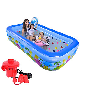 Mua Bể bơi 3 tầng 2m6 có họa tiết  có đấy chống trượt tặng kèm bơm 2 chiều (giao màu ngẫu nhiên)