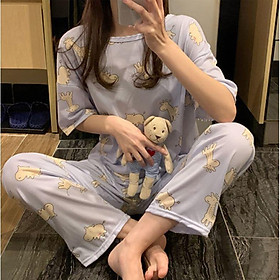 Đồ bộ nữ pijama mặc nhà cute, thoáng mát, thấm hút mồ hôi