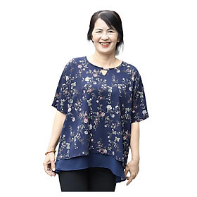 Áo trung niên hoa hai lớp che bụng ảnh thật L04-521