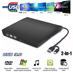 Mua Ổ đĩa quang CD/DVD-RW cắm ngoài USB 3.0  Type-C cho Macbook  Laptop Máy tính cây để bàn-Hàng Chính Hãng