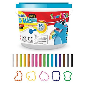 Đất Nặn 16 Màu + 5 Khuôn - Smart Kids MC01