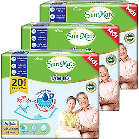 Combo 3 Tấm lót SunMate cải tiến mới 20 miếnggói size M 45 x 70cm