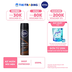 Xịt Ngăn Mùi NIVEA MEN Deep Than Đen Hương Espresso (150 ml) - 85367