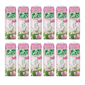 Thùng 12 Hộp Nước dừa Sen VICO FRESH 1 Lít
