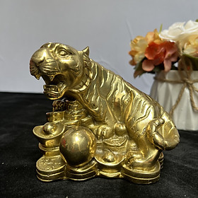 Mua Tượng Hổ Giáp Ngọc To bằng đồng nằm trên tiền cao 11cm vật phẩm phong thủy