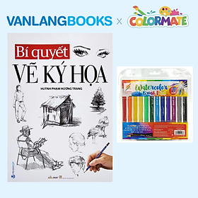 Sách Bí Quyết Vẽ Ký Họa + Hộp 12 Bút Cọ Màu Nước Brush Pen - Vanlangbooks x Colormate