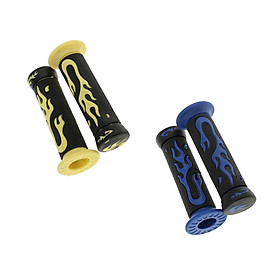 2 Pairs Yellow+Blue 7/8'' 22mm Motorcycle Scooter Handlebar Hand Grips