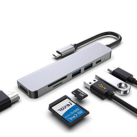 Mua Hub chuyển đổi USB TypeC 6 trong 1  Cổng chuyển đổi HUB USB TypeC to HDMI  1 cổng HDMI 4k UHD   2 cổng USB 3.0  1 cổng Type C PD  2 khe đọc thẻ nhớ SD và TF  Kết nối nhiều thiết bị với tốc độ cao  Dùng cho Điện thoại/Laptop/PC/Macbook – Hàng chính hãng