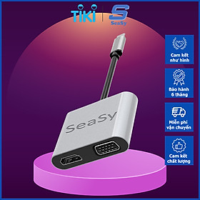 Mua Cáp Chuyển Đổi USB TypeC Ra 2 Cổng HDMI  VGA 2 Trong 1 SeaSy  2 Cổng HDMI 4k60Hz  1 Cổng VGA 1080P  Dùng Cho Macbook Pro/Macbook Air/Ipad Pro/Ipad Air/Ipad Mini/Surface Laptop/Surface Pro/Surface Go/Surface Book/Laptop/Điện thoại – Hàng Chính Hãng