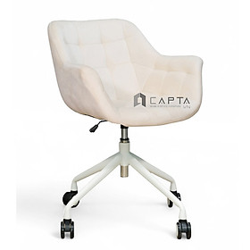 Ghế tiếp khách màu trắng kem  CE1022-F Nội thất Capta Ghế nệm vải nhung có chân xoay điều chỉnh độ cao hiện đại