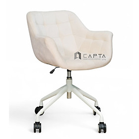 Mua Ghế tiếp khách màu trắng kem  CE1022-F Nội thất Capta Ghế nệm vải nhung có chân xoay điều chỉnh độ cao hiện đại