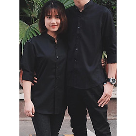 Áo Sơ Mi Đen Cổ Tàu Nam Nữ Unisex DENTAU59 - Đen Tàu