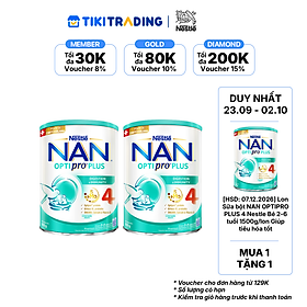 [23.09-02.10 Mua 1 Tặng 1] Bộ 2 lon Sữa bột Nestlé NAN OPTIPRO PLUS 4 800g/lon với 5HMO Giúp tiêu hóa tốt & Tăng cường đề kháng + Tặng Bộ xửng hấp 2 ngăn Inochi (Bé 2-6 tuổi)