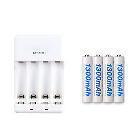 Combo Sạc BST-C7001 Kèm 4 Pin Sạc AA/AAA Dung Lượng Cao - Sạc + 4 Pin AAA 1300mAh