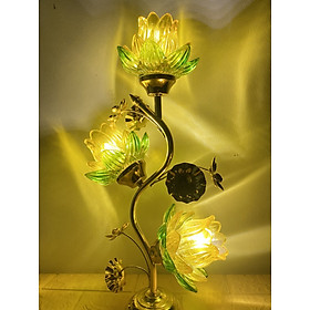 Mua Cặp Đèn thờ 3 bông cánh hoa thuỷ tinh bóng led tiết kiệm điện ( hàng cao cấp)