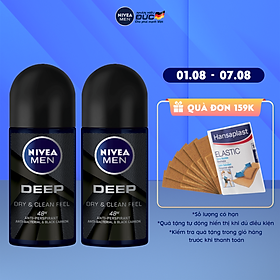 Combo 2 Lăn Ngăn Mùi NIVEA MEN DEEP Than Đen Hoạt Tính 50ml - 80031
