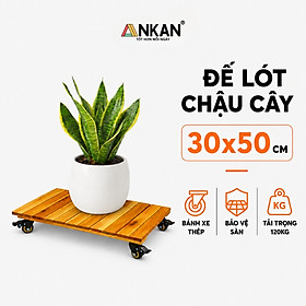 Đế Lót Chậu Cây Có Bánh Xe Hình Chữ Nhật 50x30cm Dùng Để Đẩy Chậu Cây Nặng Trang Trí Phòng Khách
